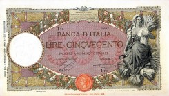 CARTAMONETA - BANCA d'ITALIA - Vittorio Emanuele III (1900-1943) - 500 Lire - Capranesi 07/02/1928 - Fascio I° tipo Alfa 502; Lireuro 29C Stringher/Sa...