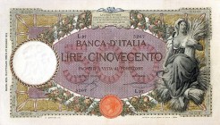 CARTAMONETA - BANCA d'ITALIA - Vittorio Emanuele III (1900-1943) - 500 Lire - Capranesi 13/10/1922 - Mietitrice Alfa 493; Lireuro 28F RR Stringher/Sac...
