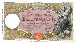CARTAMONETA - BANCA d'ITALIA - Vittorio Emanuele III (1900-1943) - 500 Lire - Capranesi 21/03/1930 - Fascio I° tipo Alfa 505; Lireuro 29F R Stringher/...