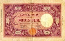 CARTAMONETA - BANCA d'ITALIA - Vittorio Emanuele III (1900-1943) - 500 Lire - Barbetti (testina) 31/03/1943 - Fascio Alfa 460; Lireuro 31A RRR Azzolin...