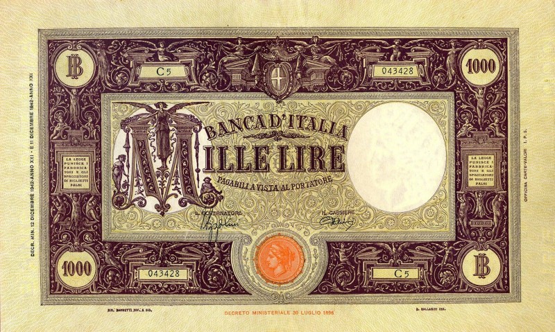 CARTAMONETA - BANCA d'ITALIA - Vittorio Emanuele III (1900-1943) - 1.000 Lire - ...