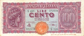 CARTAMONETA - BANCA d'ITALIA - Luogotenenza (1944-1946) - 100 Lire - Italia Turrita 10/12/1944 Alfa 425; Lireuro 25A Introna/Urbini
BB-SPL
