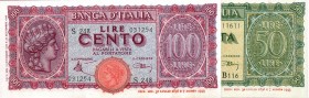 CARTAMONETA - BANCA d'ITALIA - Luogotenenza (1944-1946) - 100 Lire - Italia Turrita 10/12/1944 Alfa 425; Lireuro 25A Introna/Urbini Assieme a 50 lire ...