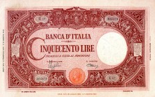 CARTAMONETA - BANCA d'ITALIA - Luogotenenza (1944-1946) - 500 Lire - Barbetti (testina) 13/02/1945 Alfa 471; Lireuro 34F RRRR Azzolini/Urbini Ondulazi...