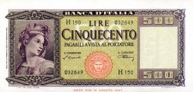 CARTAMONETA - BANCA d'ITALIA - Repubblica Italiana (monetazione in lire) (1946-2001) - 500 Lire - Italia 10/02/1948 Alfa 545; Lireuro 39B R Einaudi/Ur...