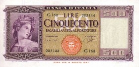 CARTAMONETA - BANCA d'ITALIA - Repubblica Italiana (monetazione in lire) (1946-2001) - 500 Lire - Italia 23/03/1961 Alfa 546; Lireuro 39C RR Carli/Rip...