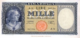 CARTAMONETA - BANCA d'ITALIA - Repubblica Italiana (monetazione in lire) (1946-2001) - 1.000 Lire - Testina 20/03/1947 Alfa 690; Lireuro 53A RR Einaud...