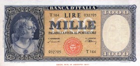 CARTAMONETA - BANCA d'ITALIA - Repubblica Italiana (monetazione in lire) (1946-2001) - 1.000 Lire - Medusa 10/02/1948 Alfa 696; Lireuro 54B Einaudi/Ur...