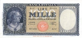 CARTAMONETA - BANCA d'ITALIA - Repubblica Italiana (monetazione in lire) (1946-2001) - 1.000 Lire - Medusa 20/03/1947 Alfa 695; Lireuro 54A Einaudi/Ur...