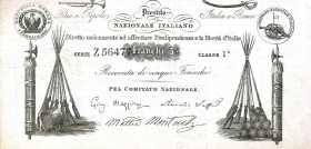 CARTAMONETA - RISORGIMENTALI - Prestito Nazionale Italiano (Mazziniano) - 5 Franchi 1852 Gav. 9 R
SPL+