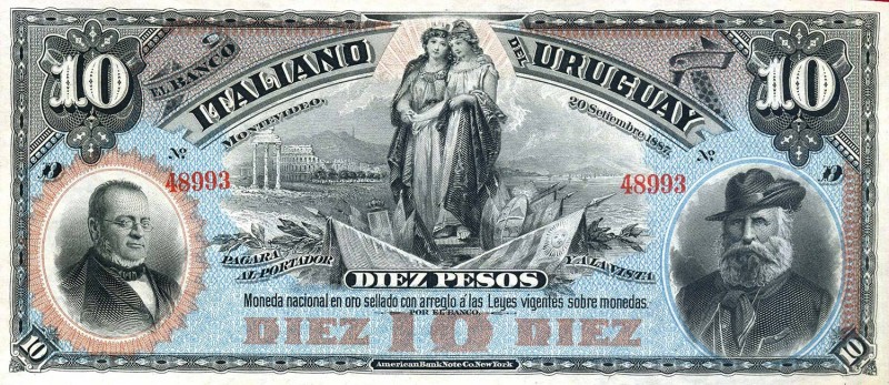CARTAMONETA - ITALIA OLTRE I CONFINI - Banco Italiano dell'Uruguay (1887) - 10 P...