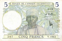 CARTAMONETA ESTERA - AFRICA OCCIDENTALE FRANCESE - 5 Franchi 12/,03/1936
qBB