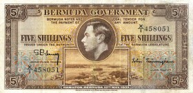 CARTAMONETA ESTERA - BERMUDA - Giorgio VI (1936-1952) - 5 Scellini 12/05/1937 Restauri
meglio di MB
