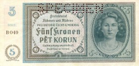 CARTAMONETA ESTERA - BOEMIA E MORAVIA - Occupazione tedesca - Boemia e Moravia (1939-1945) - 5 Corone SPECIMEN Piega verticale
qSPL