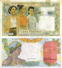 CARTAMONETA ESTERA - INDOCINA FRANCESE - Quarta Repubblica (1947-1958) - 100 Piastre (1947-54) Pick 82 Assieme a 100 piastre (1954) - Lotto di 2 bigli...