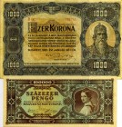 CARTAMONETA ESTERA - UNGHERIA - 1.000 Corone 01/01/1920 Assieme a 100000 pengo 23/10/1945 (qFDS) - Lotto di 2 biglietti
bel BB