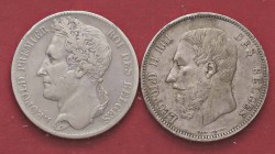 LOTTI - Estere BELGIO - 5 franchi 1847 e 1868 Lotto di 2 monete
MB÷BB