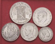 LOTTI - Estere ETIOPIA - 1/4 di birr 1895, Olanda 2,5 gulden, Germania 3 marchi 1914, Svezia 2 corone 1897 e 1926 Lotto di 5 monete
BB÷SPL