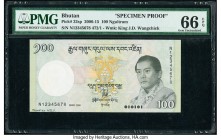 Bhutan Royal Monetary Authority 100 Ngultrum 2006 Pick 32sp Specimen Proof PMG Gem Uncirculated 66 EPQ. Modern prototype banknotes from Bhutan are sur...