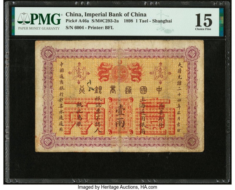 China Imperial Bank of China, Shanghai 1 Tael 22.1.1898 Pick A46a S/M#C293-2a PM...