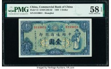 China Commercial Bank of China, Shanghai 1 Dollar 1929 Pick 13 S/M#C293-62 PMG Choice About Unc 58 EPQ. Interestingly, the 1929 1 Dollar from the Comm...