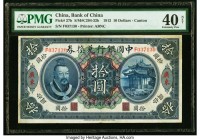 China Bank of China, Canton 10 Dollars 1.6.1912 Pick 27b S/M#C294-32b PMG Extremely Fine 40 Net. A pleasant high denomination from the Canton Branch i...