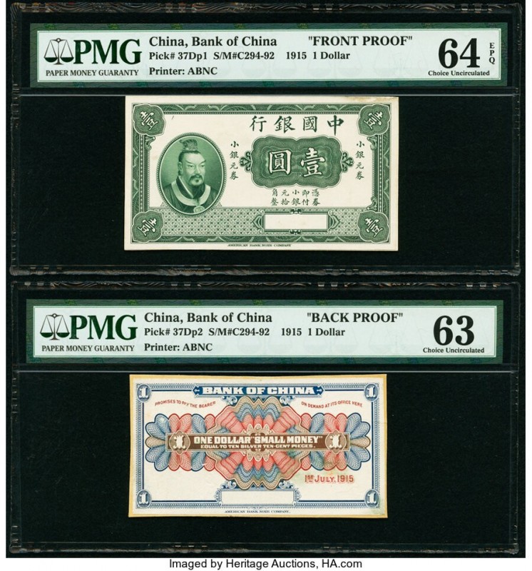China Bank of China 1 Dollar 1.7.1915 Pick 37Dp1; 37Dp2 S/M#C294-92 Front and Ba...