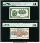 China Bank of China 1 Dollar 1.7.1915 Pick 37Dp1; 37Dp2 S/M#C294-92 Front and Back Proofs PMG Choice Uncirculated 64 EPQ; Choice Uncirculated 63. An i...