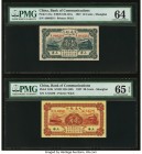 China Bank of Communications, Shanghai 10; 20 Cents 1.1.1927 Pick 141a; 143b Two Examples PMG Choice Uncirculated 64; Gem Uncirculated 65 EPQ. A set o...