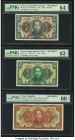 China Central Bank of China 1; 1; 5 Dollar 1923 Pick 171Aas; 171s; 173s Three Specimen PMG Choice Uncirculated 64 EPQ; Choice Uncirculated 63 EPQ; Gem...
