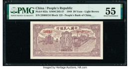 China People's Bank of China 20 Yuan 1949 Pick 822a S/M#C282-27 PMG About Uncirculated 55. A stunning example from the first series of notes issued fo...
