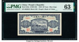 China People's Bank of China 20 Yuan 1949 Pick 823a S/M#C282 PMG Choice Uncirculated 63. An excellent example with an agricultural vignette of farmers...