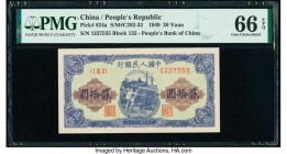 China People's Bank of China 20 Yuan 1949 Pick 824a S/M#C282-33 PMG Gem Uncirculated 66 EPQ. Incredible, pack fresh originality is seen on this smalle...
