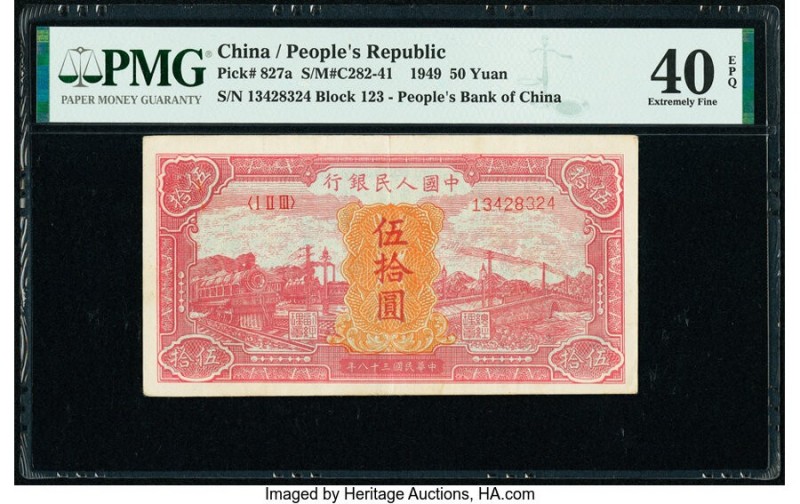 China People's Bank of China 50 Yuan 1949 Pick 827a S/M#C282-41 PMG Extremely Fi...