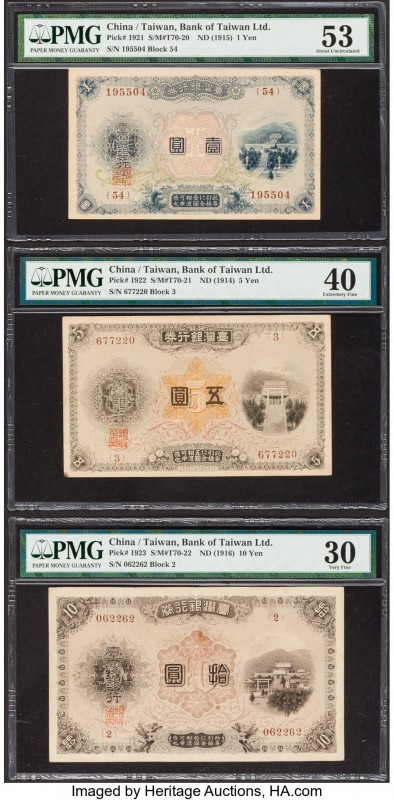 China Bank of Taiwan Limited 1; 5; 10 Yen ND (1915; 1914; 1916) Pick 1921; 1922;...