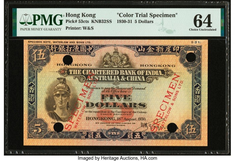 Hong Kong Chartered Bank of India, Australia & China 5 Dollars 18.8.1930 Pick 53...