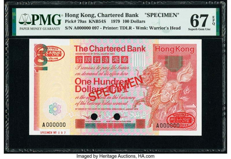 Hong Kong Chartered Bank 100 Dollars 1.1.1979 Pick 79as KNB54S Specimen PMG Supe...