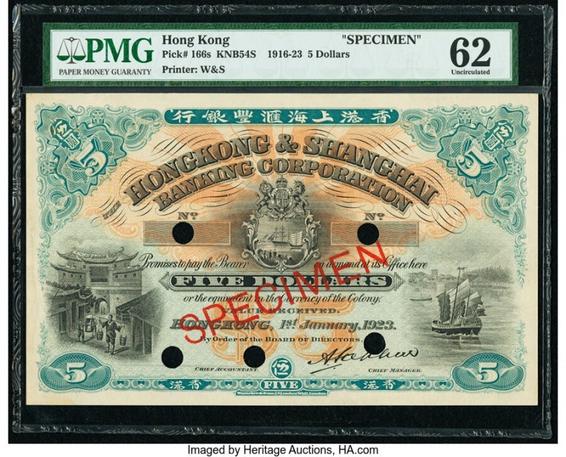 Hong Kong Hongkong & Shanghai Banking Corp. 5 Dollars 1.1.1923 Pick 166s KNB54S ...