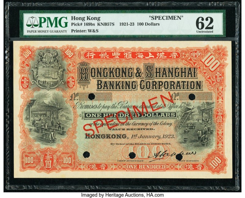 Hong Kong Hongkong & Shanghai Banking Corp. 100 Dollars 1.1.1923 Pick 169bs KNB5...