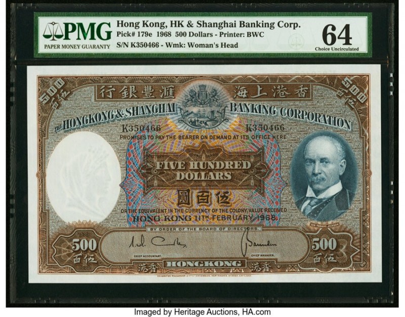 Hong Kong Hongkong & Shanghai Banking Corp. 500 Dollars 11.2.1968 Pick 179e KNB7...