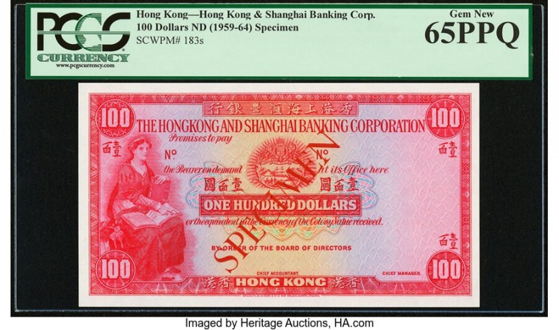 Hong Kong Hongkong & Shanghai Banking Corp. 100 Dollars ND (1959-64) Pick 183as ...