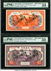 China Bank of Communications 50; 100 Yuan 1.10.1914 Pick 119fs; 120fs Two Specimen PMG About Uncirculated 55 (2). The first example features a breatht...