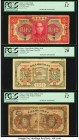 China Central Bank of China 10; 5; 10; 1; 1 Dollars 1926 (3); ND (old date 1934) (2); Pick 184b; 186b; 187b; 205Aa; 205Ab PCGS Currency Very Fine 20 (...