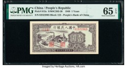 China People's Bank of China 1 Yuan 1949 Pick 812a S/M#C282-20 PMG Gem Uncirculated 65 EPQ. The second of two examples in this outstanding grade with ...