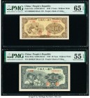 China People's Bank of China 5; 10 Yuan 1949 Pick 813a; 816a PMG Gem Uncirculated 65 EPQ; About Uncirculated 55 EPQ. Two desirable, high grade denomin...