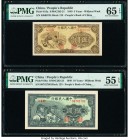 China People's Bank of China 5; 10 Yuan 1949 Pick 813a; 816a PMG Gem Uncirculated 65 EPQ; About Uncirculated 55 EPQ. Lovely vignettes encompassed with...