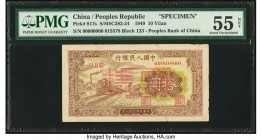 China People's Bank of China 10 Yuan 1949 Pick 817s S/M#C282-24 Specimen PMG About Uncirculated 55 Net. Specimen from the 1949 series are an affordabl...