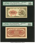 China People's Bank of China 50 Yuan 1949 Pick 828sf; 828sb S/M#C282-37 Uniface Specimen Pair PMG About Uncirculated 55 EPQ (2). This lightly handled ...