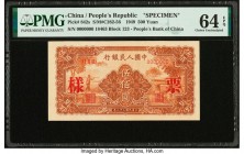 China People's Bank of China 500 Yuan 1949 Pick 842s S/M#C282-56 Specimen PMG Choice Uncirculated 64 EPQ. Unusually good paper is seen on this pretty ...