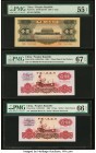 China People's Bank of China Lot of 5 Examples from 1956 to 1965 PMG Graded. EPQ status is seen on each example in this useful group. Pack fresh Uncir...